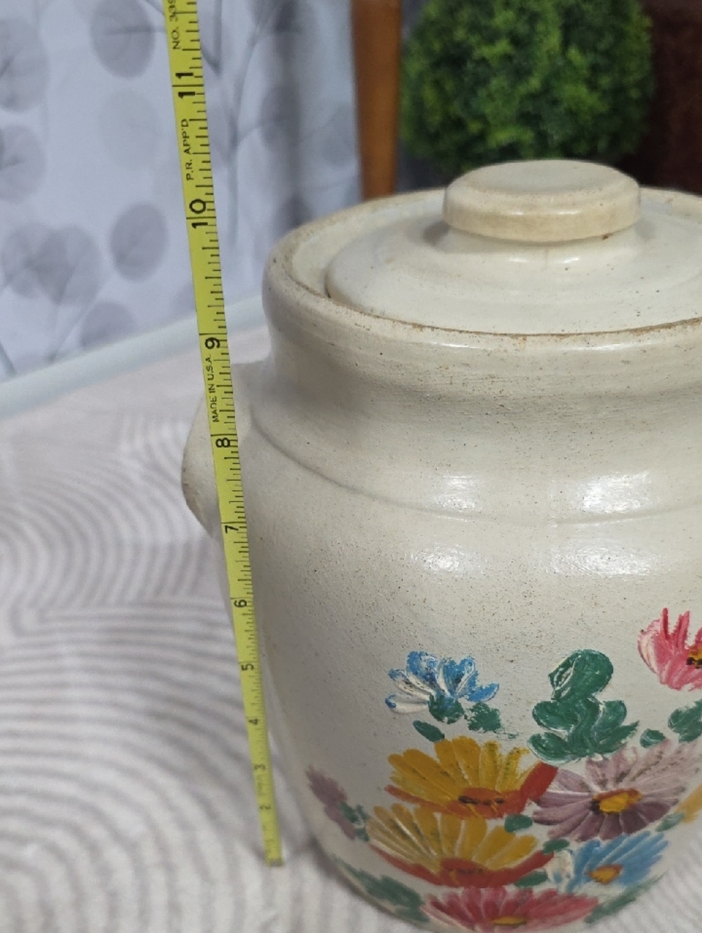 Hand-Painted Floral Ceramic Crock - Cream - Picture 11 of 12